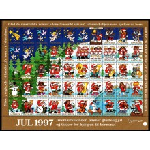 1997. Danmark. Julemærker, ufoldet 2-sidet takket helark. Julens musikalske venner.